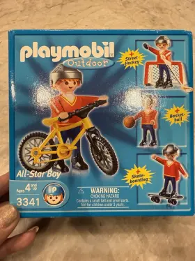 2536903341 Playmobil Outdoor All-star Boy 3341 Bicycle Hockey Basketball Skateboard Nib