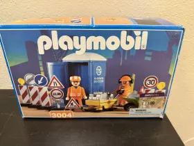3004 Playmobil - Construction Workers Vintage 1998 Complete With Box And Manual