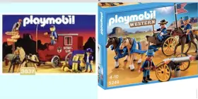 3037-5249 Playmobil Western Civil War Sets 5249 Horse Drawn Carriage And 3037 Gold Transport