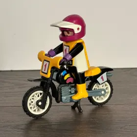 3044 Playmobil Vintage Motocross Racing Motorcycle 1992 Geobra 100% Complete