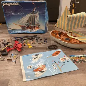 3055 Playmobil Marine Schooner Model Vintage Sailboat Boat - Incomplete Play Set