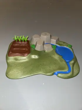 30897980 Playmobil -base Plate With Stream And Pond 3124 Farm Starter Set Plants