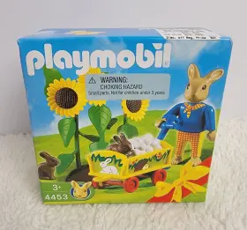 30905102 Playmobil #4453 Bunny Wagon Set Easter Vtg 2003 New Eggs Sunflower Rabbit