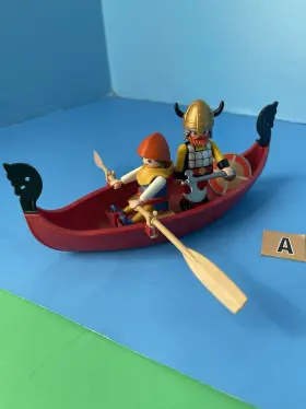 3156-a Playmobil 3152 Viking Row Boat Oars Figures Both Figureheads Castle Medieval