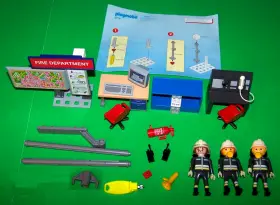 3176 Playmobil Fire Pole Rescue Call Center Interior Furniture Desk Computer Map