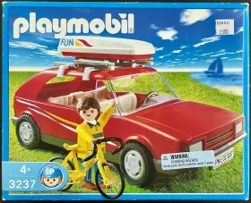 3237 Playmobil Red Car Yellow Bike And Rooftop Carrier 2001 New In Sealed Box