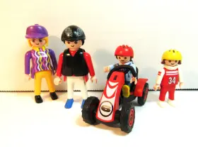 3251-7689 Playmobil Red Go Cart With Family Dad Mom Boy Girl Accessories