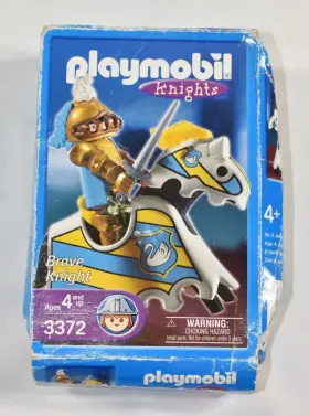 3372 Playmobil Mounted Swan Knight Horse Contents Are New In Very Damaged Box
