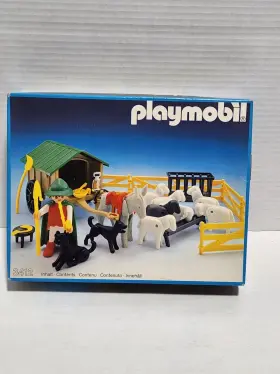 3412 Playmobil Shepherd Sheep Donkey Dogs Corral New Vtg 1985 West Germany Rare