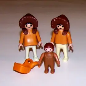 3465-3466 Playmobil Vtg Eskimo Children Boy Girl Baby And Carrier Lot Inuit Arctic Polar