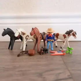 3485 Playmobil Vintage 1990 U.s. Cavalry Parts Lot Horses Figures