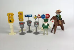 3489 Playmobil Vintage Traffic Lights Signs Parking Meters. Partial Set
