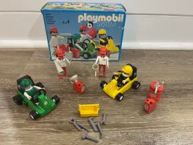 3523 Playmobil Texaco Race Team Mechanic Set With Tools And 2 Cars Vintage Rare
