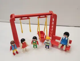 3552 Playmobil Children With Swing Set Bench Vintage 1991 Missing Base