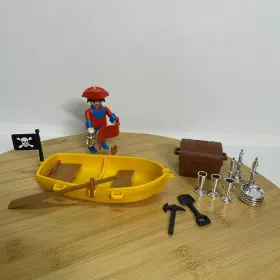 3570 Playmobil Vintage Pirate Boat Rowboat Treasure Chest Klicky