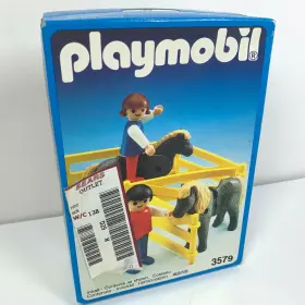 3579 Playmobil Vintage 2 Horses Figures And Fence Farm Horse 1990 New Sealed