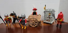 4519 Playmobil 3674/4524/4509 Vintage 3674 Medieval Prison Cart With Executioner #4524 And Viking #4519