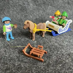 3689 Playmobil Vintage 1991 Pony Sleigh Sled Ride Rare Complete With Box