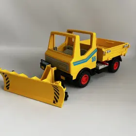 3695 Playmobil Vintage Truck Geobra 1986 Yellow Grader Dump Vehicle With Snow Plow