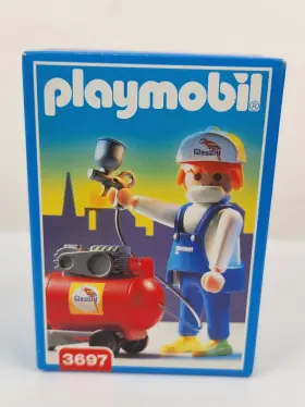 3697 Playmobil Glasurit Spray Painter W Gun And Compressor New 1994 Vintage