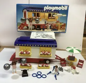 3728 Playmobil Vintage Romani Circus Strong Man Trailer Set - Complete With Box
