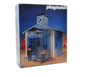 3767 Playmobil Vintage Schoolhouse With Teacher And Cat 1990 W Box