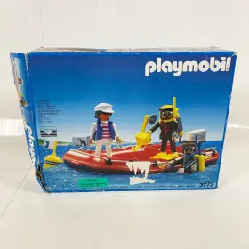 3772 Playmobil Vintage Scuba Divers With Raft - Incomplete