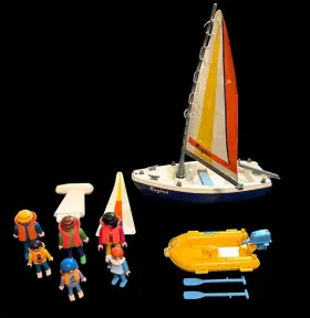 3774 Playmobil Sailboat Regina Figures And Dinghy Set Vintage Collectible Toy