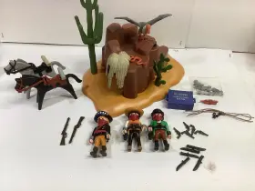 3815-7222 Playmobil Western Sets 3815 Outlaws Hideaway And 7222 Cave With Vulture Complete
