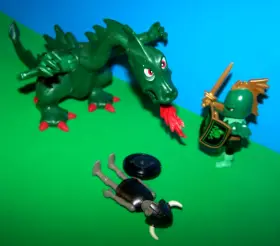 3840-4586 Playmobil Vtg 3840 Dragon 4586 Slayer Green Knight Skeleton Lot Medieval Castle