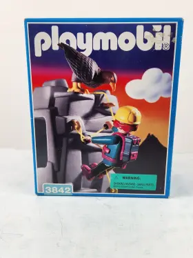 3842 Playmobil Mountain Climber Mountaineer W Hawk/bird Tools Rope New 1995 Vtg