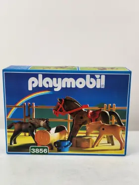 3856 Playmobil Western Horses Foals Corral Trough Bucket Saddle Vintage 1996
