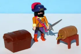 3863-3913 Playmobil 3863 3913 Pirate Captain Silversword And Treasure Chest Trunk Eagle Lid