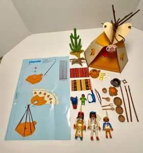 3871 Playmobil Native Teepee Nearly Complete Set With Instructions - No Box