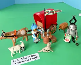 3891 Playmobil Market Cart Wine Seller Ox Wounded Knight 3891- Medieval Castle 3666