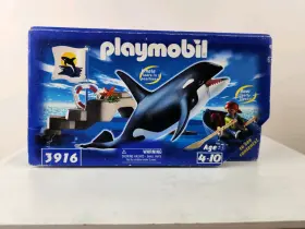 3916 Playmobil Orca Whale Training Set Floating Boat New 2000 Rare Piece