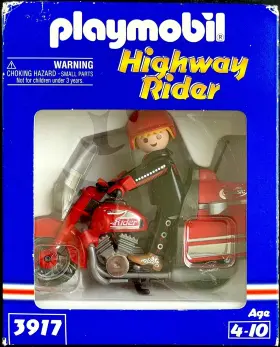 3917 Playmobil Highway Rider Red Steerable Motorcycle And New Sealed
