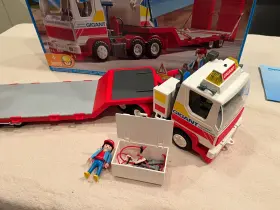 3935 Playmobil #3935 Construction Site - Giant Tray Semi Trailer Truck Complete With Box