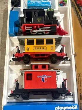 3958 Playmobil 3954 Train Set In Original Box With Bonus Coal Car And Extra Track