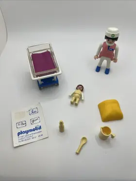 3979 Playmobil Vintage Hospital Nurse With Baby Complete