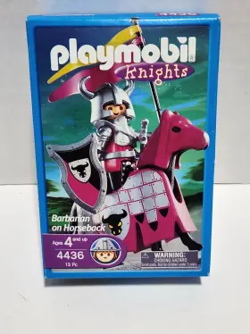 4436 Playmobil 400017821405 Barbarian Knight Vintage 2004 New Horseback Horse Flag Sword