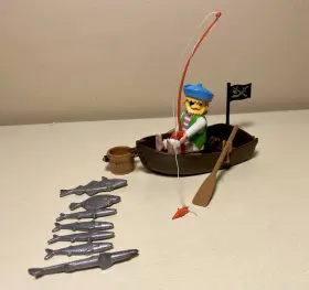 Playmobil 4008789037923 3792 Pirate Fisherman With Row Boat And Fish Vtg Complete