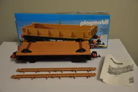 4104 Playmobil Freight Wagon Flat Car With Box 1985 No End Pieces Read Full Descrpt