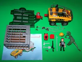 4175 Playmobil Amphibian Vehicle With Trailer And Cage Dinosaur Expedition Adventure