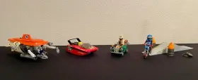 4176 Playmobil Four-set Lot Explorer Quad Speedboat Motocross Research Submarine