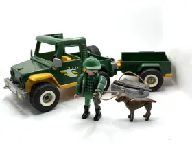 4206 Playmobil Forest Jeep Ranger Truck And Trailer Incomplete