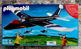 4215 Playmobil Jet Team Black Hand Launch Foam Glider Plane Flying Model German