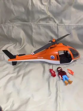 4267 Playmobil 2007 Coastal Fire Rescue Action Helicopter Parts Lot