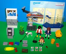 4402 Playmobil Bank Teller Atm Counter Vault Safe Security Camera Dog City Life