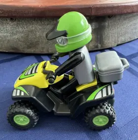 4427 Playmobil Quad Bike With Figure 2004 Complete - Pull It Back And Let Go